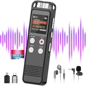 128GB Digital Voice Recorder with 9800 Hours Recording Capacity - Elasound Audio Noise Reduction, Sound Tape Recorder with Playback, Clip-on Mic Dictaphone for Meeting, Lecture (Black)