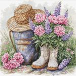 Luca-S Cross Stitch Kit Garden Decor, B7036, Counted Cross Stitch Kit for Adults, Needlecraft and Embroidery Kit