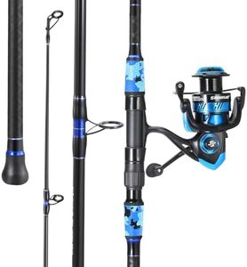 Sougayilang Surf Fishing Rod and Reel Combo, 4 Piece MH/H Saltwater Fishing Combo with 5000 Size Spinning Reel(12' Blue)