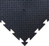 BiGDUG Interlocking Vinyl Garage Floor Tile - Single Garage Flooring Set - 3m x 6m (193 sq ft) - Ramped Edges - Black Checker Plate
