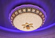 Vintage-Style Crystal Ceiling Light Fixture with 3-Color LED, Round Flush Mount - Elegant Floral Design, Warm & Cool White Glow for Living Room, Bedroom, Hallway