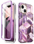 i-Blason Cosmo Series Slim Full-Body Protective Case for 6.1-Inch iPhone 13 (2021 Release), Marble Purple