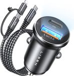 LISEN iPhone Car Charger Fast Charging 48W Cigarette Lighter USB Charger iPhone USB C Car Charger with 2-in-1 USB C and Lightning Cable for iPhone 15 Pro Max Plus 14 13 12 Mini 16