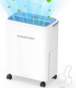 FRESHDEW Dehumidifier, 30 Pints Dehumidifiers for Home, 2000 Sq. Ft Dehumidifiers with Drain Hose, 0.52 Gallon Water Tank for Basement Bedroom Bathroom, Overflow Protection, 24H Timer