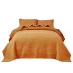 WINLIFE Luxury Cotton Quilt Set King Size, Lightweight Cotton Comforter Set, Oversized Bedspread Coverlet Quilted Bedding Set, with 2 Matching Pillow Shams for All Season, Burnt Orange