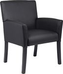 Boss Office Products B639-BK Executive Box Arm Chair with Mahogany Finish in Black