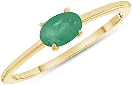 Takar Solid 10k Gold Solitaire Oval Shaped Genuine Birthstone Ring, Thin Stackable Gold Ring Band For Women, Oval Gemstone Rings, Birthday Gold Jewelry, Christmas Gift for Her MADE IN USA.