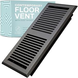 Home Intuition Contemporary Floor Vent Cover 2X10 Inch Floor Register with Mesh Cover Trap Heat and Air Walkable Metal Floor Vent for HVAC Duct, Dark Grey