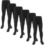 A2Z 4 Kids Cotton Rich 6 Pack Uniform School Tights Comfortable Schoolwear - UF Tights Black 6 Pack 5-6