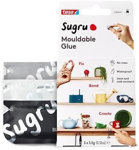 Tesa Sugru Super Glue - Waterproof Glue for Home Improvement + Craft Glue Tasks - Use as Wood Glue, Poster Putty or Silicone Adhesive for Repairing + Bonding - 3 Pack - Black, White + Grey (3.5g/ea)