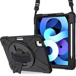 ProCase Rugged Case for 10.9 Inch iPad Air 5th / 4th Generation, Heavy Duty Shockproof Rotating Protective Cover for 10.9" 5th Gen 2022 / 4th Gen 2020 -Black