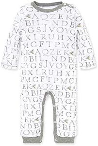 Burt's Bees Baby Baby Boy's Romper Jumpsuit, 100% Organic Cotton One-Piece Short Shortall, Long Sleeve Coverall, Grey Letter Bee, 6 Months, Grey Letter Bee, 6 Months