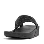 FitFlop X03339-065 LULU GLITTER TOE-THONGS Black Glitter US08.5