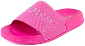 Juicy Couture Women's Slide Sandals – Comfortable Slip-On Footbed for Casual Wear, and Pool Size 8 Fuschia