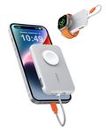 VEGER Portable Charger for iPhone with Built in Cable, 5000mAh Mini Power Bank Battery Pack, PD 20W Fast Charger Travel Accessory Compatible with iPhone 15/14/13/12/Pro Max, Apple Watch Series-White