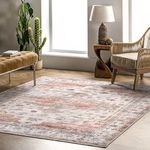 nuLOOM Banks Vintage Machine Washable Ultra Thin Area Rug, 6x9, Beige