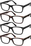 Reading Glasses Set of 4 Quality Readers Spring Hinge Glasses for Reading for Men and Women Set of 2 Black and 2 Havana +2.5