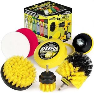 Drill Brush Attachment Multipurpose House Cleaning Supplies Set: Nylon Toilet Brush Kit, Lemon Lime Scented Cleaning Paste, Scrub Pads - Bathroom & Kitchen Tile Grout Cleaner - Household Essentials