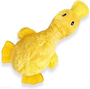 PeppyPawz No Stuffing Crinkle Soft Plush Calming Yellow Duck Dog Toy, Cute Squeaky Puppy Present, Interactive Boredom Buster Anxiety Comfort for Small & Large Pets Enrichment, Durable Birthday Gift