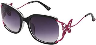 Betsey Johnson Women's Rainbows & Butterflies Sunglasses, Crystal with Glitter, 57mm