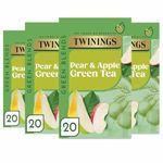 Twinings Green Tea, Apple and Pear 80 Tea Bags (Multipack of 4 x 20 Tea Bags), Packaging may vary