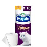 Royale Velour Toilet Paper, 8 Equal 16 Rolls, 142 Bathroom Tissues per roll