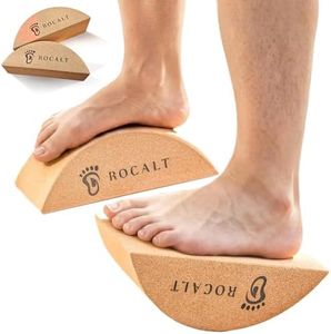 Rocalt 2 Pack Cork Yoga Blocks, Half Moon Yoga Block & Calf Stretching, Cork Foot Stretcher for Plantar Fasciitis Relief, Ankle Stretcher Pilates Block, Improve Balance, Stability & Foot Mobility