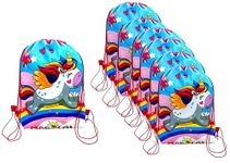 SV Traders Birthday Party Return Gifts Pack Of 12 Pcs Non-Woven Cute Unicorn Print Drawstring Backpack Bag Haversack Bags For Kids/Girls/Boys Birthday Return Gift For Girls - Multicolor