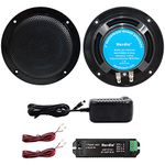 Herdio 160W 4 Inch Ceiling Bluetooth Speaker Kit Amplifier Water Resistant Ceiling Speakers For Bathroom Kitchen Home Outdoor (BLACK)