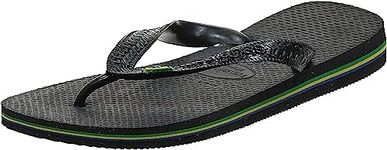 Havaianas Men's Brasil Logo Flip Flop,Black,39/40 BR (7-8 M US)