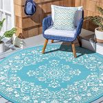 Enyhom Round Indoor Outdoor Rugs 180 cm, Plastic Straw Rug RV Patio Mat Portable Folding Camping Rugs, Extra Large Floor Mat and Rug for Outside Backyard, Deck, Picnic, Beach, Trailer, Hiking