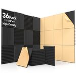 AUSLET 36 Pack Acoustic Foam Panels with Self-Adhesive, 12x12x1 Inches Wedge Soundproofing Panels for Walls, High Density Soundproof Foam for Studio, Home Office, Gaming Room