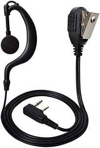 HYS Oreillette pour talkie-walkie en forme de G compatible avec radio 2 voies Baofeng UV-5R UV-82 Kenwood Midland Wouxun