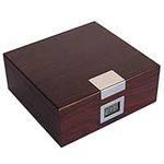 Handcrafted Cherry Finish Cedar Humidor with Front Digital Hygrometer and Humidifier Solution - Holds (25-50 Cigars) by Case Elegance (Cherry) (Cherry)