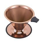 Pour Over Coffee Dripper INSINTAR Reusable Stainless Steel Pour Over Coffee Filter Paperless Metal Coffee Strainer Single Cup Coffee Maker 1-4 Cup for Camping,Travel,Office and Home (Titanium Copper)