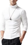 Jhsnjnr Mens Casual Pullover Mock Turtleneck Sweaters Thermal Long Sleeve Slim Fit T.Shirt White