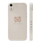 Ownest Compatible for iPhone XR Case Cute Painted Design Brown Bear with Cheeks for Women Girls Fashion Slim Soft Flexible TPU Rubber for iPhone XR-Beige