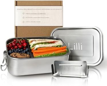 LOOXIS Scatola per il pranzo personalizzata in acciaio inox con incisione del nome o del testo - idea regalo per bambini, compleanno - con scomparti, inclusa separazione, lunchbox, bento box - L