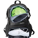 Athletico National Soccer Bag - Backpack for Soccer, Basketball & Football Includes Separate Cleat and Ball Holder - for Youth, Kids, Girls, Boys, Men & Women (Black)