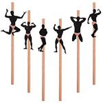 36 Pieces Bachelorette Party Decorations Naughty Rose Gold Confetti Dancing Men Straws Glitter Male Stripper Pole Dancer Pre-Glued for Hens Girls Night Out Decorations Bridal Shower Favors Supplies