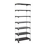 YMRR® Indoor/Outdoor Houseware 7-Tier Shoe Rack Storage Organizer Heavy Duty Storage Shelf, Shoe Shelves for Closet Hallway Bedroom Entryway (Black Plastic 7 Shelves with White Steel Rods)