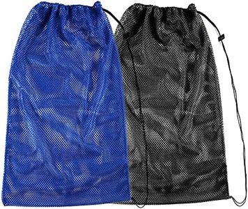 2 Packs Mesh Gear Bag for Snorkel Equipment, Oversized 18" x 27" Mesh Dive Bag Scuba Diving Bag Snorkel Bag Backpack for Snorkeling Gear, Fins, Swimming Gear, Beach and Sports Equipment (Black & Blue)