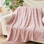 NEWCOSPLAY Super Soft Throw Blanket Dusty Pink Love Premium Silky Flannel Fleece 3D Heart Checkered Lightweight Bed Blanket All Season Use (Dusty Pink Love, Throw(50"x70"))