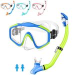 HiiPeak Kids Snorkel Set, Dry Top Snorkel Mask Snorkelling Package, Snorkelling Diving Mask with Breathing Tube Panoramic View Tempered Glass Anti-Fog, Children Swimming Goggles,Snorkeling Gear