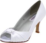 Dyeables Women's Ida Peep-Toe Pump,White Satin,5.5 B US