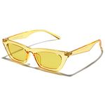 VANLINKER Polarized Small Trendy Skinny Cat Eye Sunglasses Women Colorful Y2k Party Shade Yellow Tinted Lens