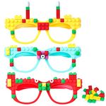 12 Pcs Building Blocks Glasses Toys, Carnival Creative Eyeglasses Game Toy Supplies DIY Creative Pixel Building Block Bricks Party Favours Kids Funny Gifts Children Birthday, with Some Extra Blocks