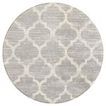 Lahome Moroccan Round Area Rug - 3' Diameter Faux Wool Non-Slip Area Rug Small Accent Distressed Throw Rugs Floor Carpet for Door Mat Entryway Bedrooms Laundry Room Decor (Round - 3' Diameter, Gray)