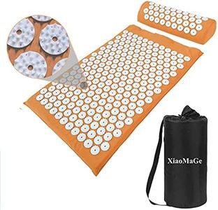 Yoga Acupressure Mat and Pillow Set with Bag - Extra Long 73X42cm Massage Acupuncture Mat - Naturally Relax Back, Neck and Feet Muscles - Stress and Pain Relief (Orange)