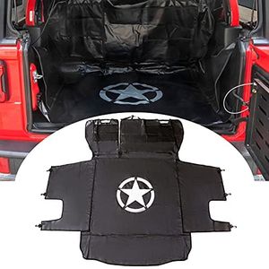 BESTAOO Dog Cargo Liner for Jeep, Waterproof Pet Dog Trunk Cargo Liner for 2007-2024 Jeep Wrangler JK JL 4-Door, Heavy Duty Oxford Nonslip Dog Trunk Cargo Protector Washable Dog Seat Cover (Star)